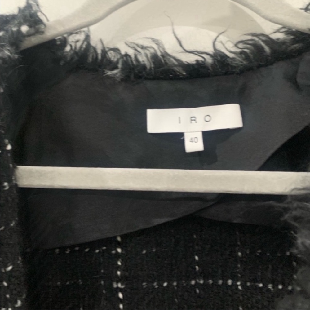 ✅ IRO Tweed Jacket Espo Boucle Tweed Fray in Black White - Picture 7 of 7